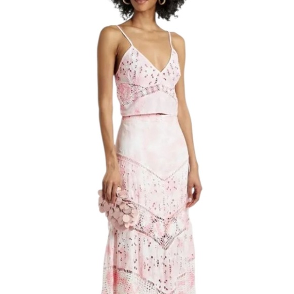 LOVESHACKFANCY Mizu cropped tie-dyed broderie top - Picture 2 of 11